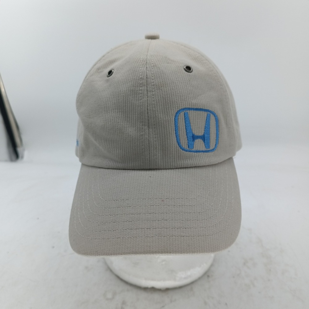 Honda Baseball Cap Hat Tan Beige Blue Embroidered Logo Adjustable Cotton #13